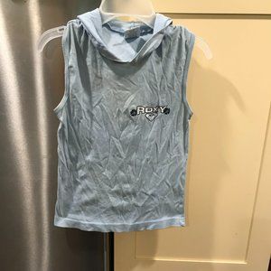 Light Blue ROXY Hooded Glitter Sleeveless Top y2k EUC XS